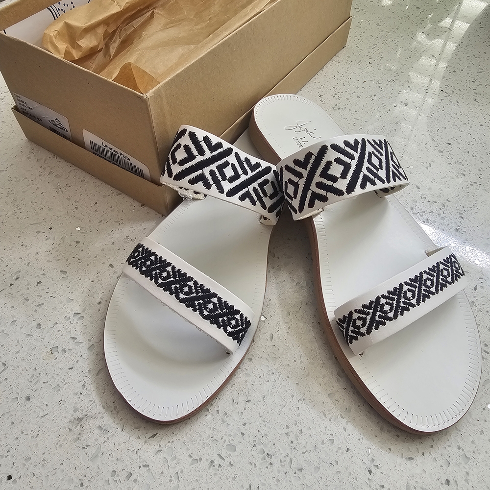 Able Black and White Patterned Sandals